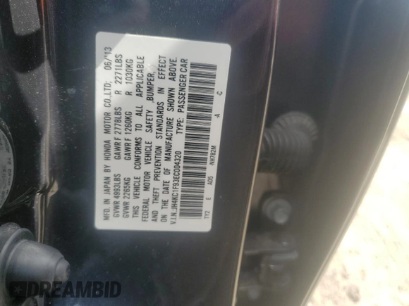 2014 Acura RLX Advance with VIN JH4KC1F93EC004320, listed as a Copart auction lot 61643825 with 80,123 mi miles and Salvage title. Bid and sale history available at DreamBid. Image 12.