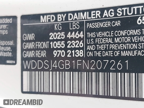 2015 Mercedes-Benz CLA 250 with VIN WDDSJ4GB1FN207261, listed as a IAAI auction lot 41726756 with 165,866 mi miles and . Bid and sale history available at DreamBid. Image 9.
