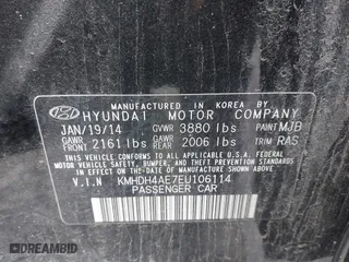 2014 Hyundai Elantra SE with VIN KMHDH4AE7EU106114, listed as a IAAI auction lot 42028273 with 147,578 mi miles. Bid and sale history available at carsss.com. Image 9.