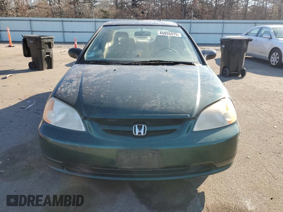2002 Honda Civic DX with VIN 1HGEM222X2L072623, listed as a Copart auction lot 45855475 with 109,354 mi miles and Clean Title. Bid and sale history available at DreamBid. Image 5.