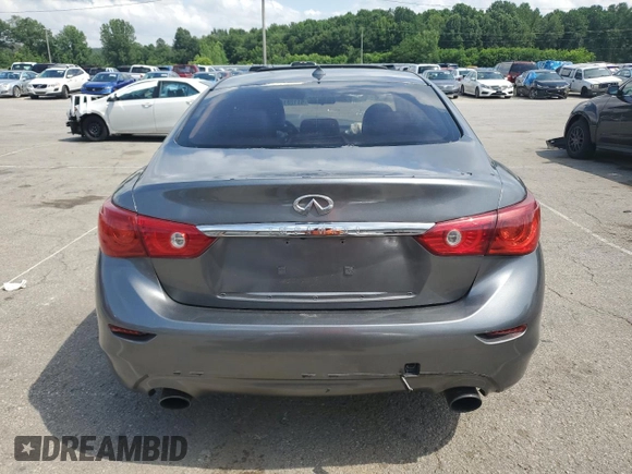2014 Infiniti Q50 with VIN JN1BV7AP0EM690933, listed as a Copart auction lot 61128185 with 151,552 mi miles and Salvage title. Bid and sale history available at DreamBid. Image 6.