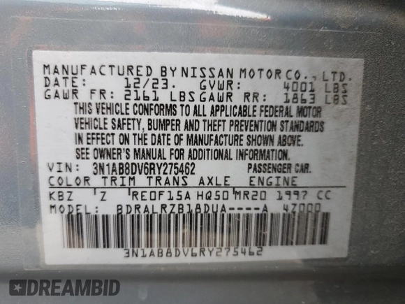 2024 Nissan Sentra SR with VIN 3N1AB8DV6RY275462, listed as a Copart auction lot 45205565 with 13,851 mi miles and Salvage Title. Bid and sale history available at carsss.com. Image 12.