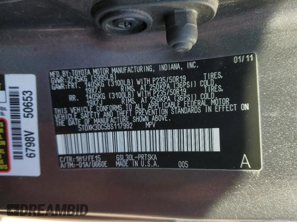 2011 Toyota Sienna SE с VIN 5TDXK3DC5BS117992, выставлен на аукционе Copart как лот 48492725 с пробегом 177 647 миль миль и Списание • Salvage title. История ставок и продаж доступна на DreamBid. Изображение 13.