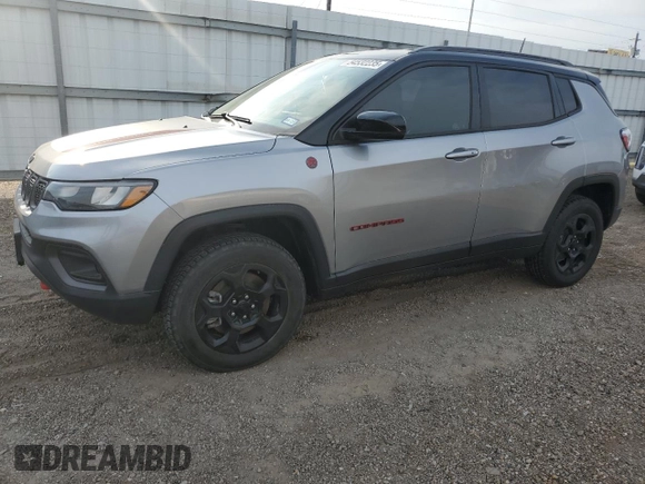 2023 Jeep Compass Trailhawk with VIN 3C4NJDDN8PT525773, listed as a Copart auction lot 54532235 with 20,586 mi miles and Salvage title. Bid and sale history available at DreamBid. Image 1.