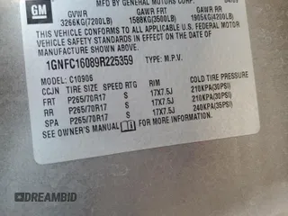 2009 Chevrolet Suburban LS z VIN 1GNFC16089R225359, wystawiony jako Copart lot #76146434 z przebiegiem 205 749 mil mil oraz Szkoda całkowita • Salvage title. Historia ofert i sprzedaży dostępna na DreamBid. Obrazek 13.