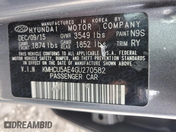 2016 Hyundai Accent Sport with VIN KMHCU5AE4GU270582, listed as a Copart auction lot 50490814 with 117,269 mi miles and Salvage Title. Bid and sale history available at carsss.com. Image 13.