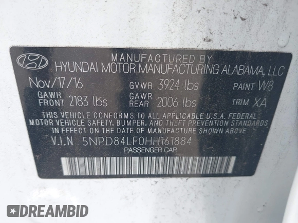 2017 Hyundai Elantra SE with VIN 5NPD84LF0HH161884, listed as a IAAI auction lot 42570104 with 105,766 mi miles and . Bid and sale history available at DreamBid. Image 9.