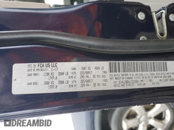 2018 Jeep Compass Latitude с VIN 3C4NJDBBXJT223594, выставлен на аукционе Copart как лот 55035855 с пробегом 92 074 миль миль и Списание • Salvage title. История ставок и продаж доступна на DreamBid. Изображение 12.