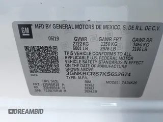 2019 Chevrolet Blazer z VIN 3GNKBCRS7KS652674, wystawiony jako IAAI lot #41815954 z przebiegiem 47 576 mil mil oraz . Historia ofert i sprzedaży dostępna na DreamBid. Obrazek 9.