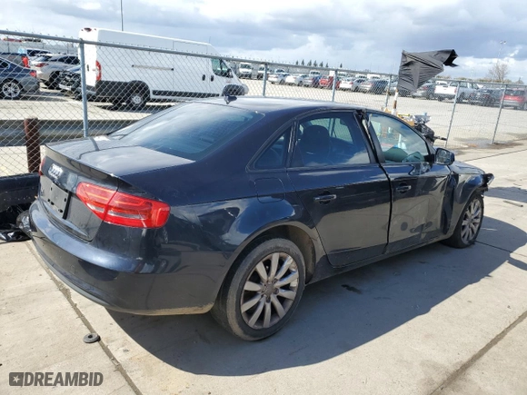2014 Audi A4 Premium with VIN WAUAFAFL2EA004477, listed as a Copart auction lot 49295435 with 0 mi miles and Salvage Title. Bid and sale history available at carsss.com. Image 3.