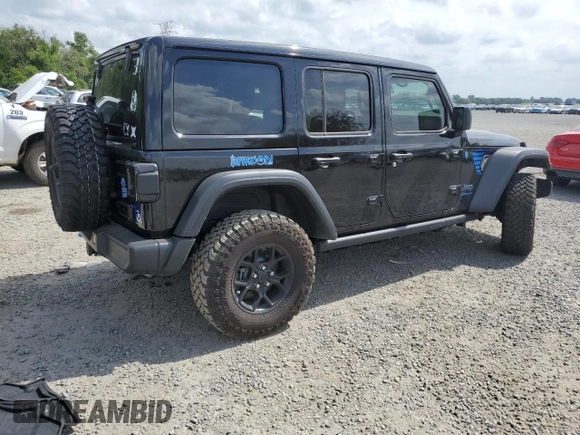 2024 Jeep Wrangler Willys z VIN 1C4RJXN62RW204366, wystawiony jako Copart lot #54132025 z przebiegiem 2 701 mil mil oraz Szkoda całkowita • Salvage title. Historia ofert i sprzedaży dostępna na DreamBid. Obrazek 3.