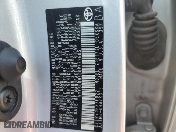 2016 Toyota Corolla L with VIN 5YFBURHE0GP472605, listed as a Copart auction lot 53986495 with 85,005 mi miles and Salvage title. Bid and sale history available at DreamBid. Image 12.