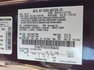 2018 Ford Mustang EcoBoost with VIN 1FA6P8THXJ5185643, listed as a IAAI auction lot 41562837 with 58,397 mi miles and . Bid and sale history available at carsss.com. Image 9.