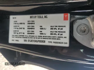 2018 Tesla Model 3 Long Range Battery with VIN 5YJ3E1EA3JF053638, listed as a Copart auction lot 49630965 with 52,131 mi miles and Salvage Title. Bid and sale history available at DreamBid. Image 14.
