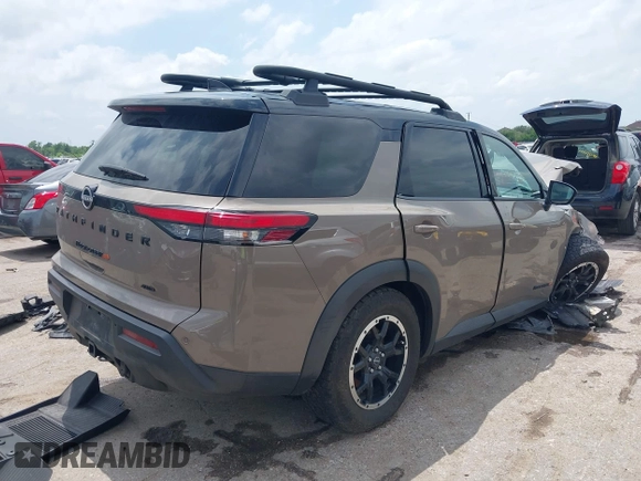 2023 Nissan Pathfinder Rock Creek with VIN 5N1DR3BD9PC228981, listed as a IAAI auction lot 42074519 with 34,763 mi miles and . Bid and sale history available at DreamBid. Image 4.