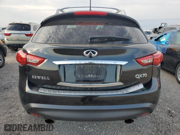 2015 Infiniti QX70 z VIN JN8CS1MUXFM381307, wystawiony jako Copart lot #47267545 z przebiegiem 171 240 mil mil oraz Szkoda całkowita • Salvage title. Historia ofert i sprzedaży dostępna na DreamBid. Obrazek 6.