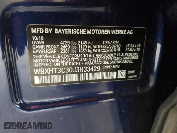 2018 BMW X1 xDrive28i with VIN WBXHT3C30J3H33429, listed as a Copart auction lot 49220033 with 28,916 mi miles. Bid and sale history available at carsss.com. Image 13.