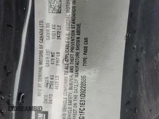 2013 Chevrolet Camaro LT z VIN 2G1FC1E31D9228586, wystawiony jako Copart lot #59762765 z przebiegiem 204 854 mil mil oraz Szkoda całkowita • Salvage title. Historia ofert i sprzedaży dostępna na DreamBid. Obrazek 12.