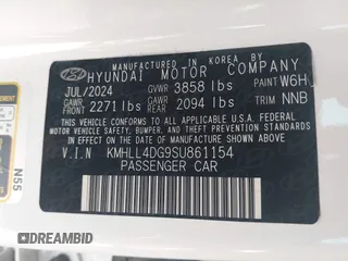 2025 Hyundai Elantra SE with VIN KMHLL4DG9SU861154, listed as a IAAI auction lot 42591870 with 7,070 mi miles and . Bid and sale history available at DreamBid. Image 9.