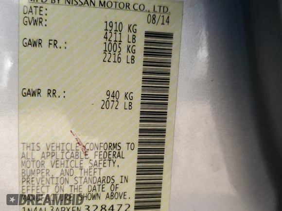 2015 Nissan Altima 2.5 S with VIN 1N4AL3APXFN328472, listed as a Copart auction lot 50723115 with Not Provided miles and Salvage Title. Bid and sale history available at carsss.com. Image 12.