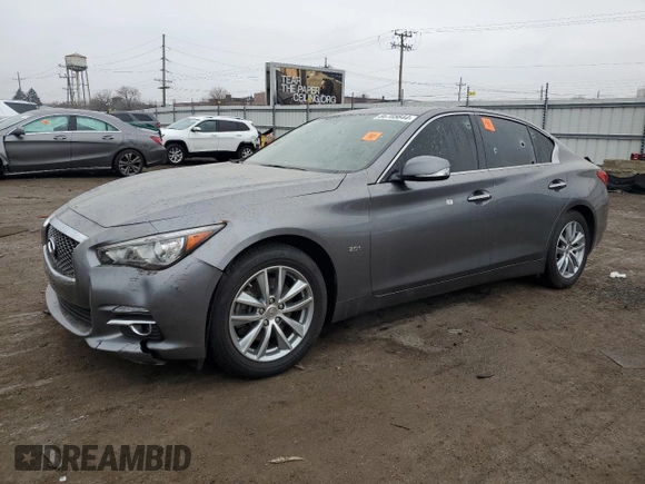 2017 Infiniti Q50 2.0t Premium with VIN JN1CV7AR7HM680684, listed as a Copart auction lot 86705644 with 0 mi miles and Salvage Title. Bid and sale history available at carsss.com. Image 1.