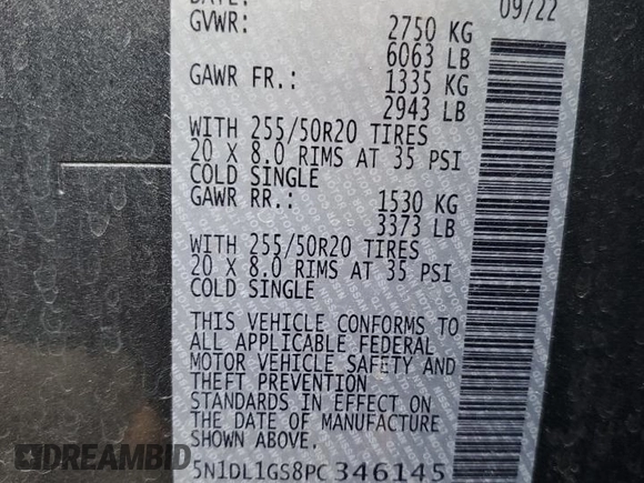 2023 Infiniti QX60 Sensory z VIN 5N1DL1GS8PC346145, wystawiony jako Copart lot #47936805 z przebiegiem 38 542 mil mil oraz Szkoda całkowita • Salvage title. Historia ofert i sprzedaży dostępna na DreamBid. Obrazek 13.