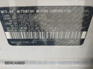 2017 Mitsubishi Outlander GT with VIN JA4JZ4AX1HZ023740, listed as a IAAI auction lot 42052468 with 106,073 mi miles and . Bid and sale history available at DreamBid. Image 9.