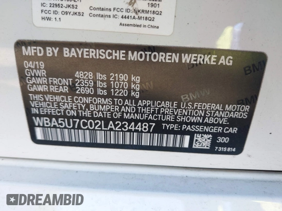 2020 BMW 3 Series M340i z VIN WBA5U7C02LA234487, wystawiony jako IAAI lot #41816831 z przebiegiem 27 562 mil mil oraz . Historia ofert i sprzedaży dostępna na DreamBid. Obrazek 9.