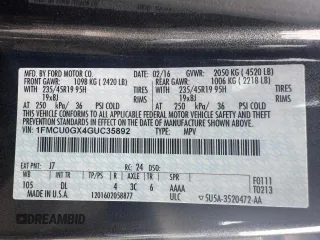 2016 Ford Escape SE with VIN 1FMCU0GX4GUC35892, listed as a Copart auction lot 88822335 with 55,768 mi miles and Non Repairable. Bid and sale history available at carsss.com. Image 15.