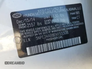 2015 Hyundai Sonata Limited z VIN 5NPE34AB8FH155508, wystawiony jako Copart lot #56140005 z przebiegiem 94 955 mil mil oraz Szkoda całkowita • Salvage title. Historia ofert i sprzedaży dostępna na DreamBid. Obrazek 13.
