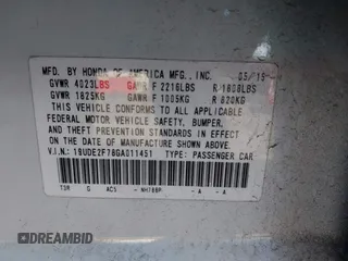 2016 Acura ILX Premium with VIN 19UDE2F78GA011451, listed as a IAAI auction lot 41076883 with 98,407 mi miles and . Bid and sale history available at DreamBid. Image 9.