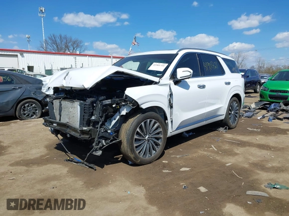 2024 Hyundai Palisade Calligraphy z VIN KM8R7DGE1RU760287, wystawiony jako IAAI lot #41901721 z przebiegiem 26 359 mil mil oraz . Historia ofert i sprzedaży dostępna na DreamBid. Obrazek 2.