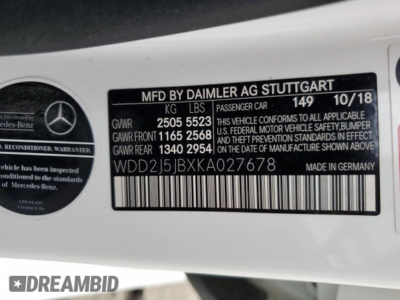 2019 Mercedes-Benz CLS 450 z VIN WDD2J5JBXKA027678, wystawiony jako Copart lot #52083425 z przebiegiem 92 360 mil mil oraz Szkoda całkowita • Salvage title. Historia ofert i sprzedaży dostępna na DreamBid. Obrazek 13.
