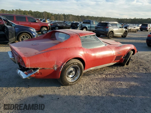 1972 Chevrolet Corvette with VIN 1Z37K2S501379, listed as a Copart auction lot 88223115 with 49,405 mi miles and Salvage title. Bid and sale history available at DreamBid. Image 3.