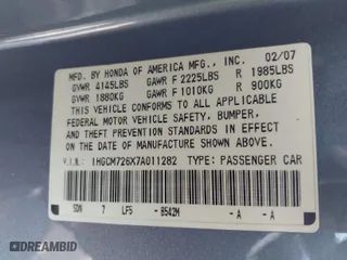 2007 Honda Accord Cpe EX-L with VIN 1HGCM726X7A011282, listed as a IAAI auction lot 41953322 with 176,464 mi miles. Bid and sale history available at carsss.com. Image 9.