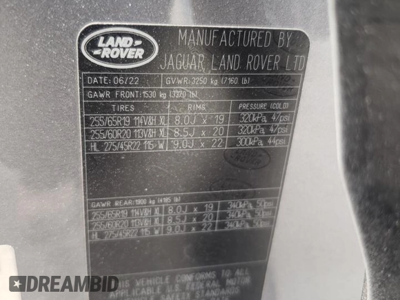 2023 Land Rover Defender X with VIN SALEXEEU6P2136280, listed as a Copart auction lot 77014604 with 27,736 mi miles and Salvage title. Bid and sale history available at DreamBid. Image 13.