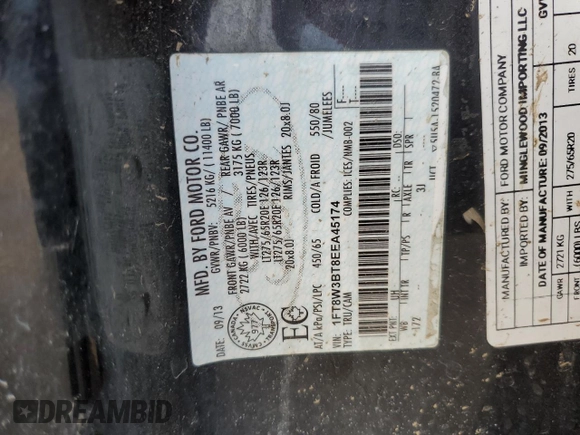 2014 Ford F-350 XLT с VIN 1FT8W3BT8EEA45174, выставлен на аукционе Copart как лот 52117715 с пробегом 166 839 миль миль и Списание • Salvage title. История ставок и продаж доступна на DreamBid. Изображение 15.