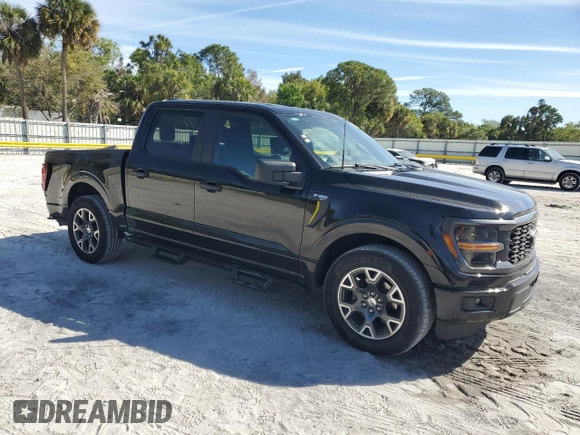 2024 Ford F-150 STX with VIN 1FTEW2KP2RKD25390, listed as a Copart auction lot 47856945 with 12,500 mi miles and Salvage Title. Bid and sale history available at carsss.com. Image 4.