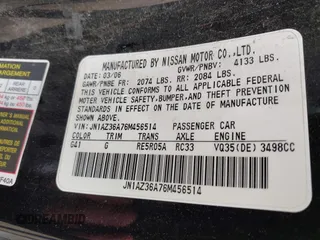 2006 Nissan 350Z Touring z VIN JN1AZ36A76M456514, wystawiony jako IAAI lot #42266616 z przebiegiem 129 729 mil mil oraz . Historia ofert i sprzedaży dostępna na DreamBid. Obrazek 9.