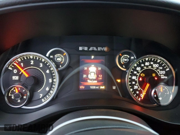 2025 Ram 1500 Big Horn with VIN 1C6SRFFP8SN522135, listed as a Copart auction lot 42783895 with 1,838 mi miles and Salvage Title. Bid and sale history available at carsss.com. Image 9.