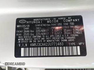 2018 Hyundai Tucson SEL with VIN KM8J3CA42JU771483, listed as a IAAI auction lot 42159936 with 91,604 mi miles and . Bid and sale history available at DreamBid. Image 9.