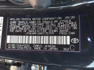 2021 Toyota Prius L Eco with VIN JTDKAMFU6M3135799, listed as a IAAI auction lot 42064241 with 77,120 mi miles and . Bid and sale history available at DreamBid. Image 9.