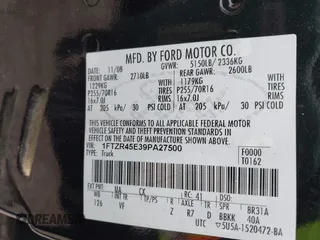 2009 Ford Ranger XLT with VIN 1FTZR45E39PA27500, listed as a IAAI auction lot 41712566 with 232,654 mi miles. Bid and sale history available at carsss.com. Image 9.