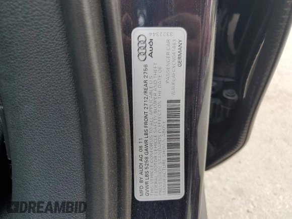 2012 Audi A6 Premium z VIN WAUFGAFCXCN041463, wystawiony jako Copart lot #58582405 z przebiegiem Nie podano mil oraz Szkoda całkowita • Salvage title. Historia ofert i sprzedaży dostępna na DreamBid. Obrazek 13.