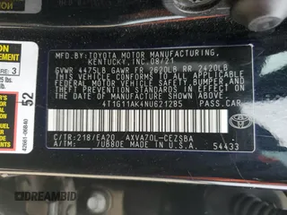 2022 Toyota Camry SE with VIN 4T1G11AK4NU621285, listed as a Copart auction lot 42972115 with 51,541 mi miles and Salvage Title. Bid and sale history available at carsss.com. Image 13.