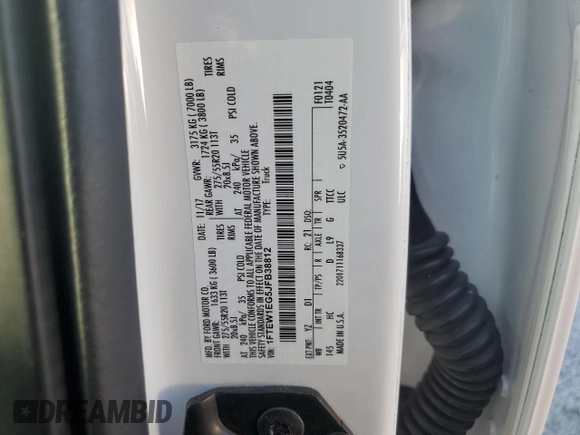 2018 Ford F-150 XL with VIN 1FTEW1EG5JFB38812, listed as a Copart auction lot 52882615 with 137,106 mi miles and Salvage Title. Bid and sale history available at carsss.com. Image 12.