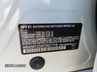 2015 BMW 5 Series 535i с VIN WBA5B1C5XFD921718, выставлен на аукционе Copart как лот 59671795 с пробегом 101 667 миль миль и Списание • Salvage title. История ставок и продаж доступна на DreamBid. Изображение 12.