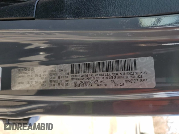 2019 Jeep Wrangler Unlimited Sahara with VIN 1C4HJXEG7KW573265, listed as a Copart auction lot 42683745 with 63,393 mi miles and Salvage title. Bid and sale history available at DreamBid. Image 13.