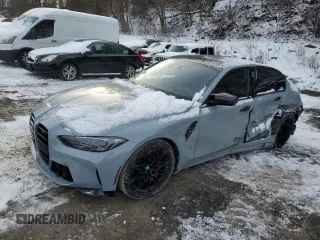 2021 BMW M3 with VIN WBS53AY01MFL20155, listed as a Copart auction lot 88773105 with 48,612 mi miles and Salvage Title. Bid and sale history available at carsss.com. Image 1.