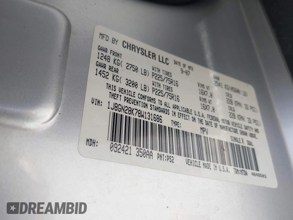 2008 Jeep Liberty Sport with VIN 1J8GN28K78W131686, listed as a IAAI auction lot 42043342 with 151,366 mi miles and . Bid and sale history available at DreamBid. Image 9.
